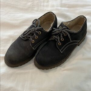 Vintage Blue Lace-Up Casual Work Shoes